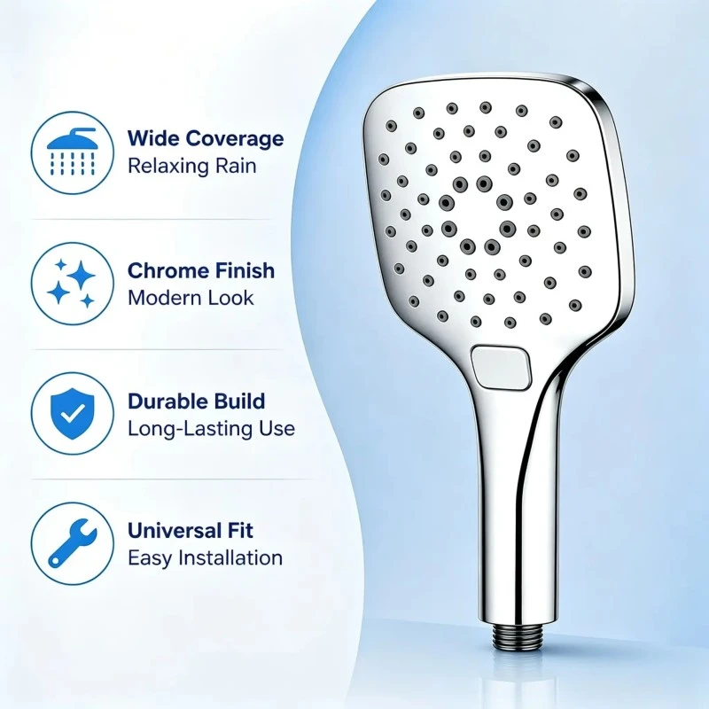 Full Chrome Button High Pressure Water Saving Shower