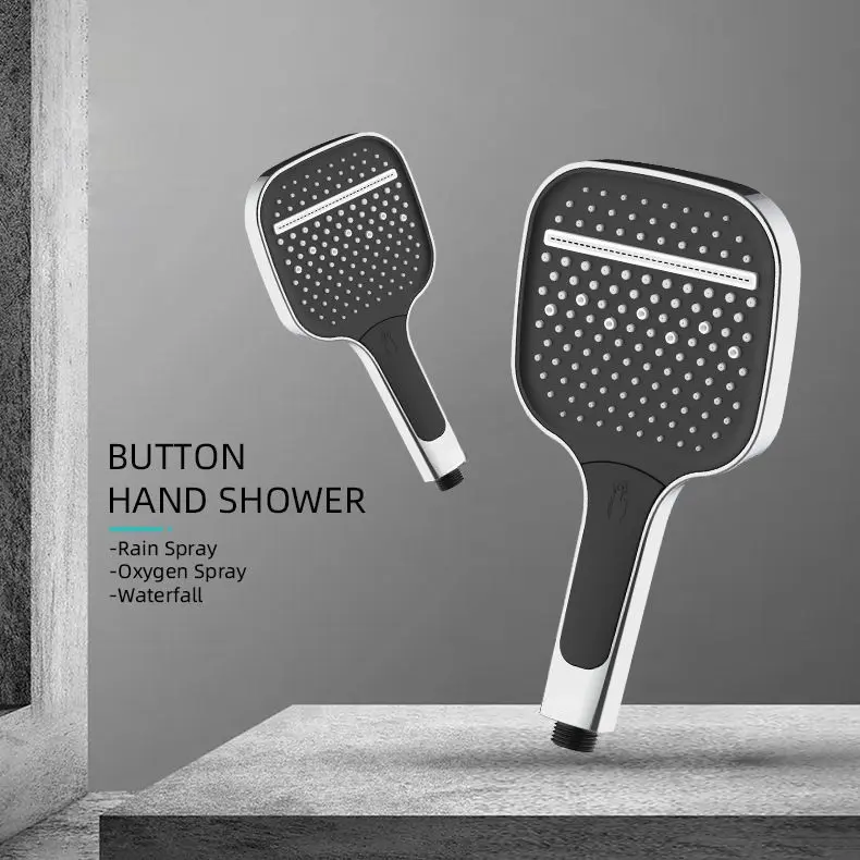 Abs Square Chrome Finished Button Select Hand Shower