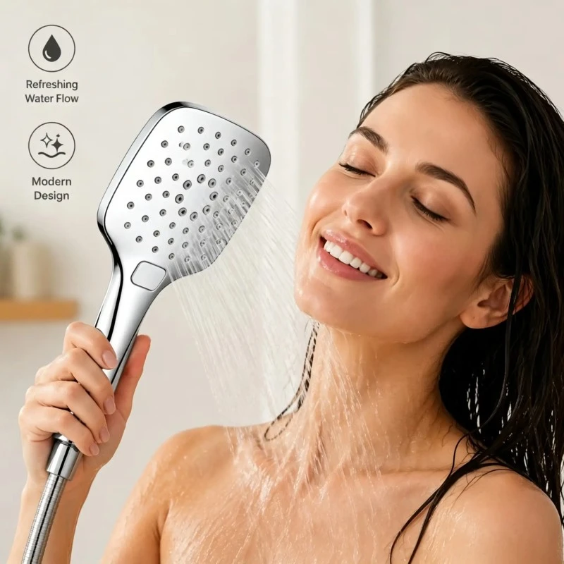 Full Chrome Button High Pressure Water Saving Shower