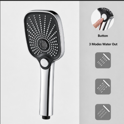 New Square Multi-functional Hand Shower Head Diverter Micro Bubble Shower