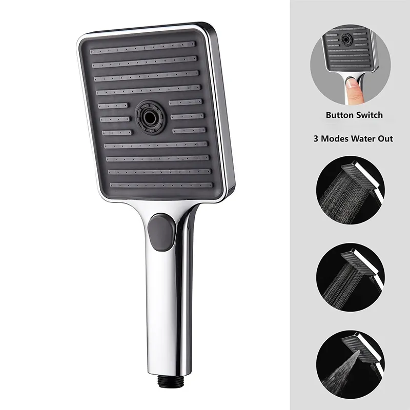 Push Button Handheld Shower Head with One Key Water Stop